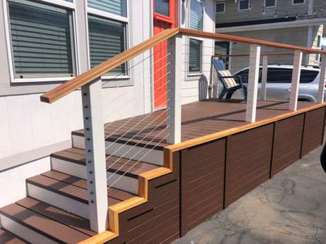 Deck with stairs and cable railing