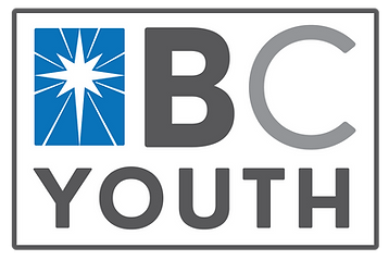 blue rectangle with north star and BC Youth next to it
