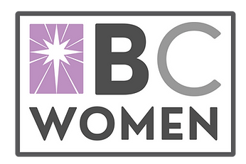 BC Women logo with a purple rectangle that has a white north star inside of it