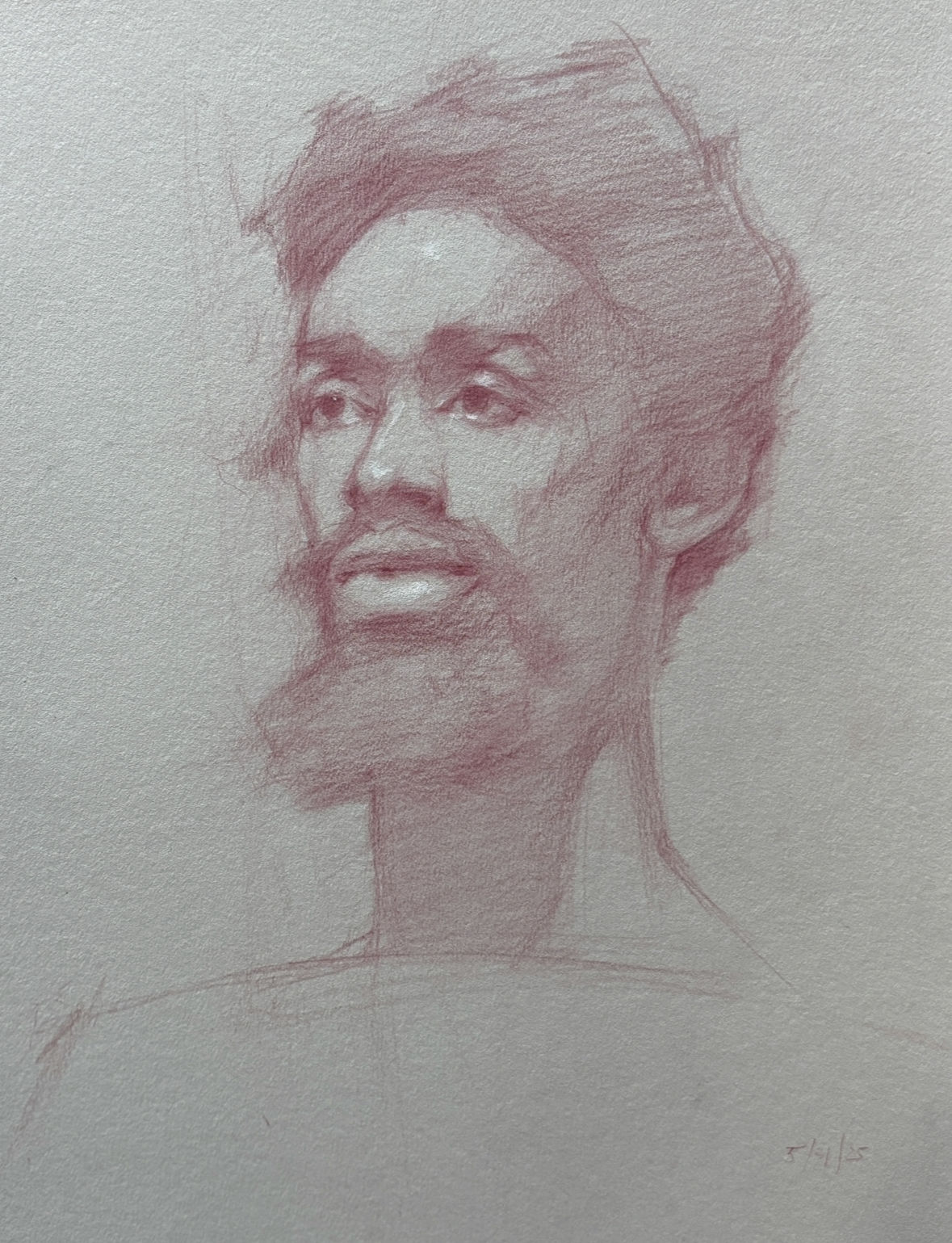 Portrait Sketch of Clayton; colored pencil on toned paper, 11" x 14"