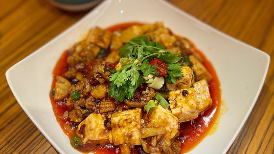 Tofu with minced pork in a spicy bean sauce (Ma Po Tofu)