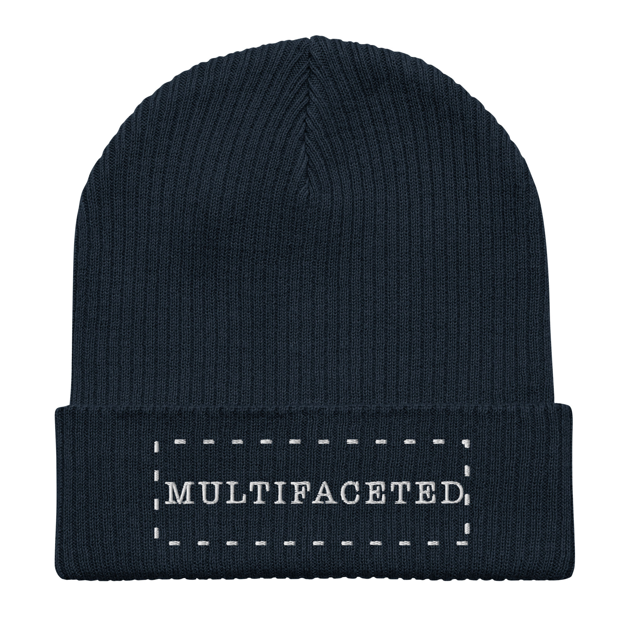 "Multifaceted" 1 (No text Outline) ribbed beanie | Dark Colours