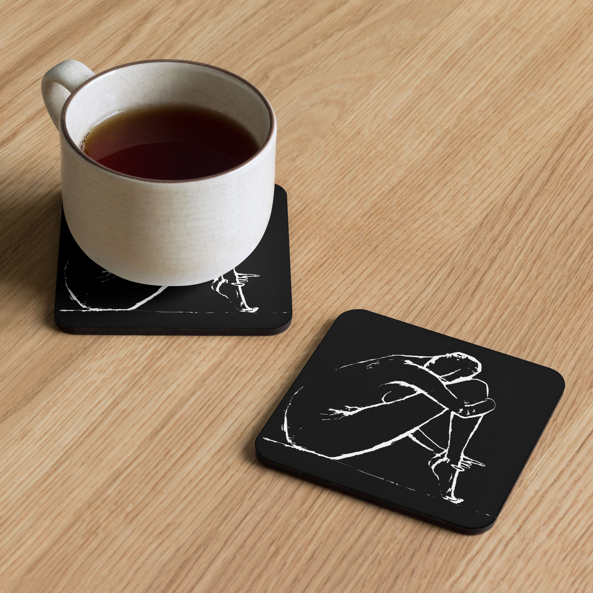Moments In Love (Black) - Cork-back coaster