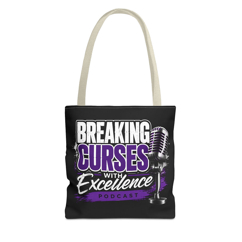 Thumbnail: Breaking Curses with Excellence Podcast Tote Bag | Inspirational Canvas Tote