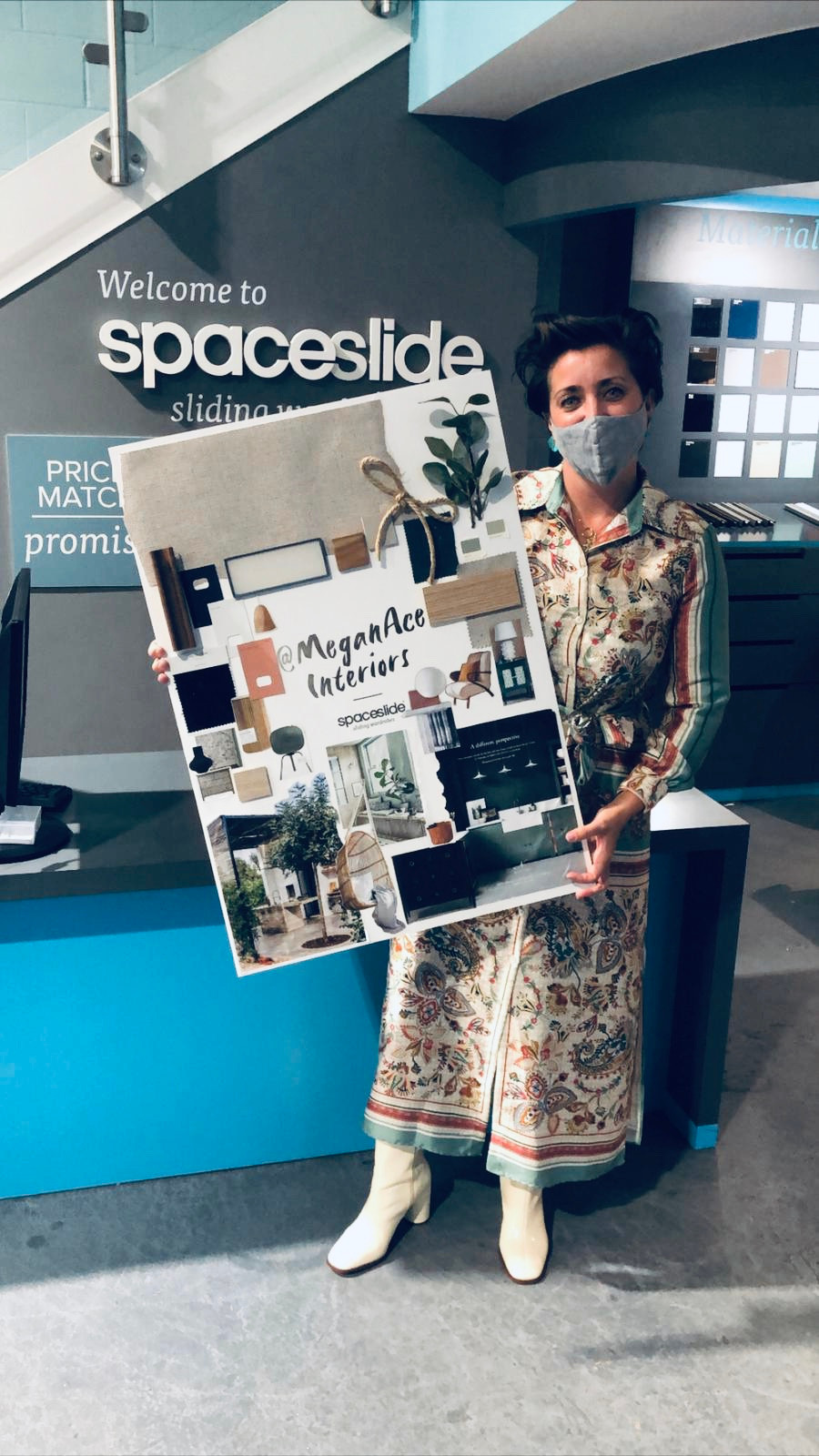 image shows megan holding moodboard