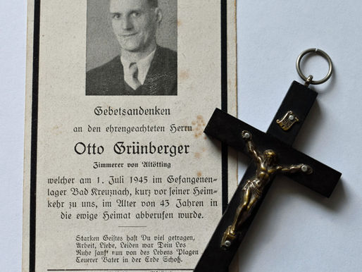 Deathcard of Otto Grünberger - 01/07/45 †