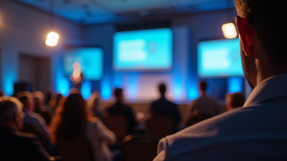 Eye-level view of a speaker presenting at the NBIC Conference