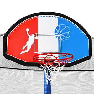 Thumbnail: 15FT Trampoline for Kids with Safety Enclosure Net, Basketball Hoop and Ladder, 
