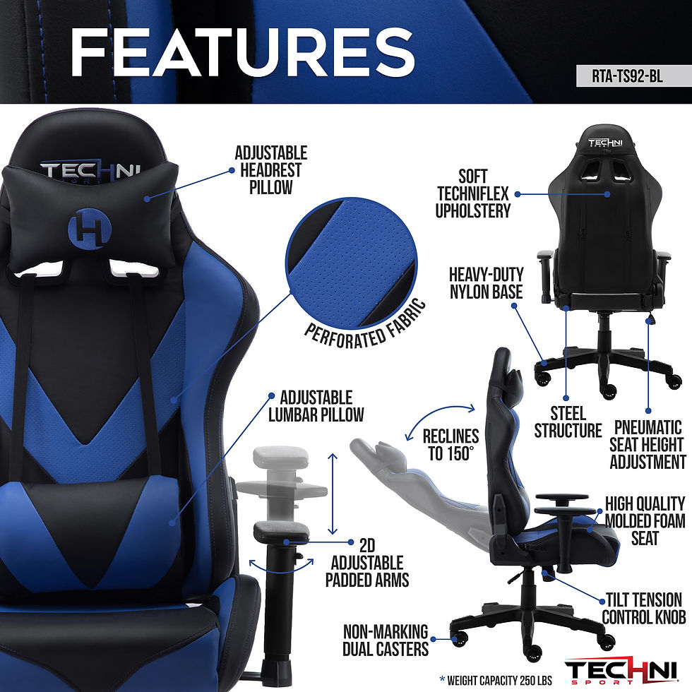 Thumbnail: Techni Sport TS-92 Office-PC Gaming Chair, Blue
