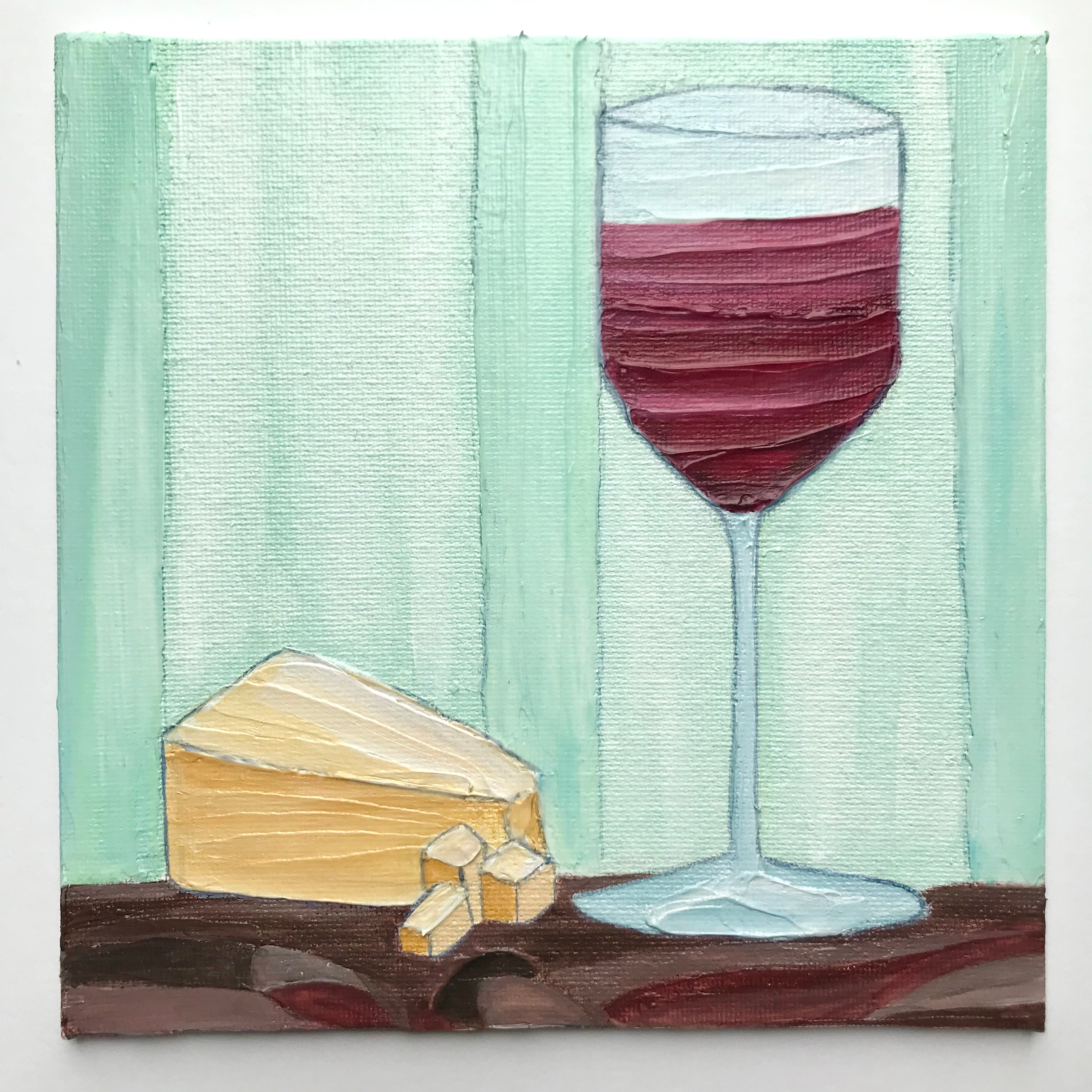 Acrylic painting-Wine n Cheese