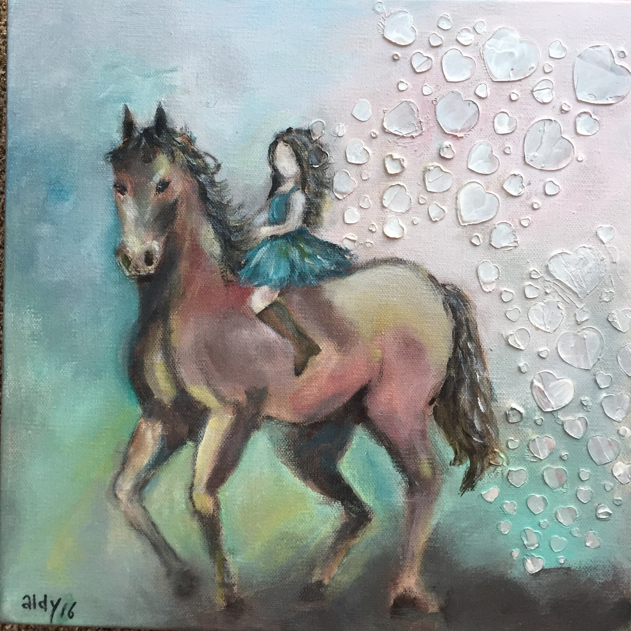 Riding my horse 12" x 12"