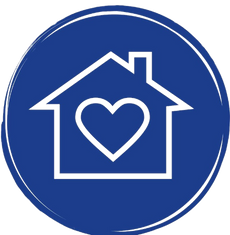 Blue Circle with white house outline