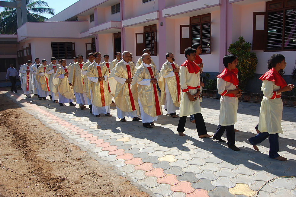 Proceeding to mass with 50 priests