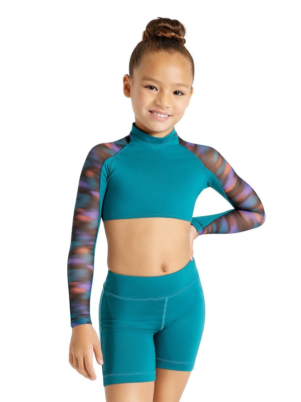 Long Sleeve Crop Top - Teal