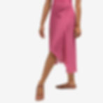 Mid Shin Length Mock Wrap Skirt - Rosewood