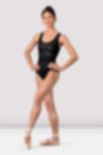 Scoop Neckline Strap Tank Leotard - Black