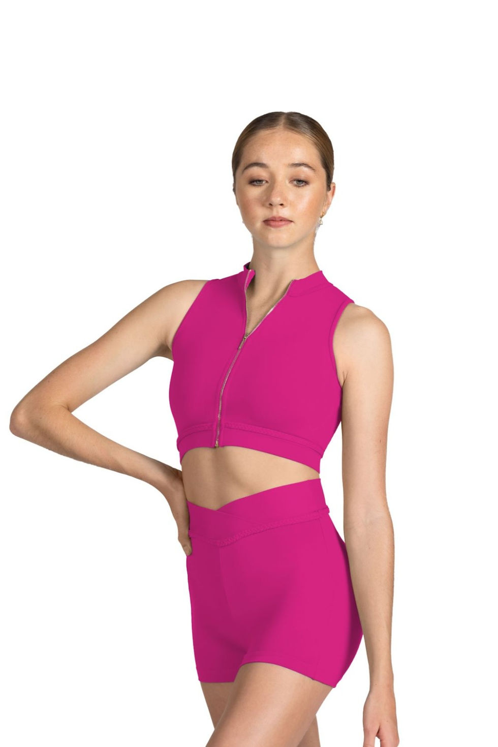 Braid Detail Zip Front Crop Top - Element