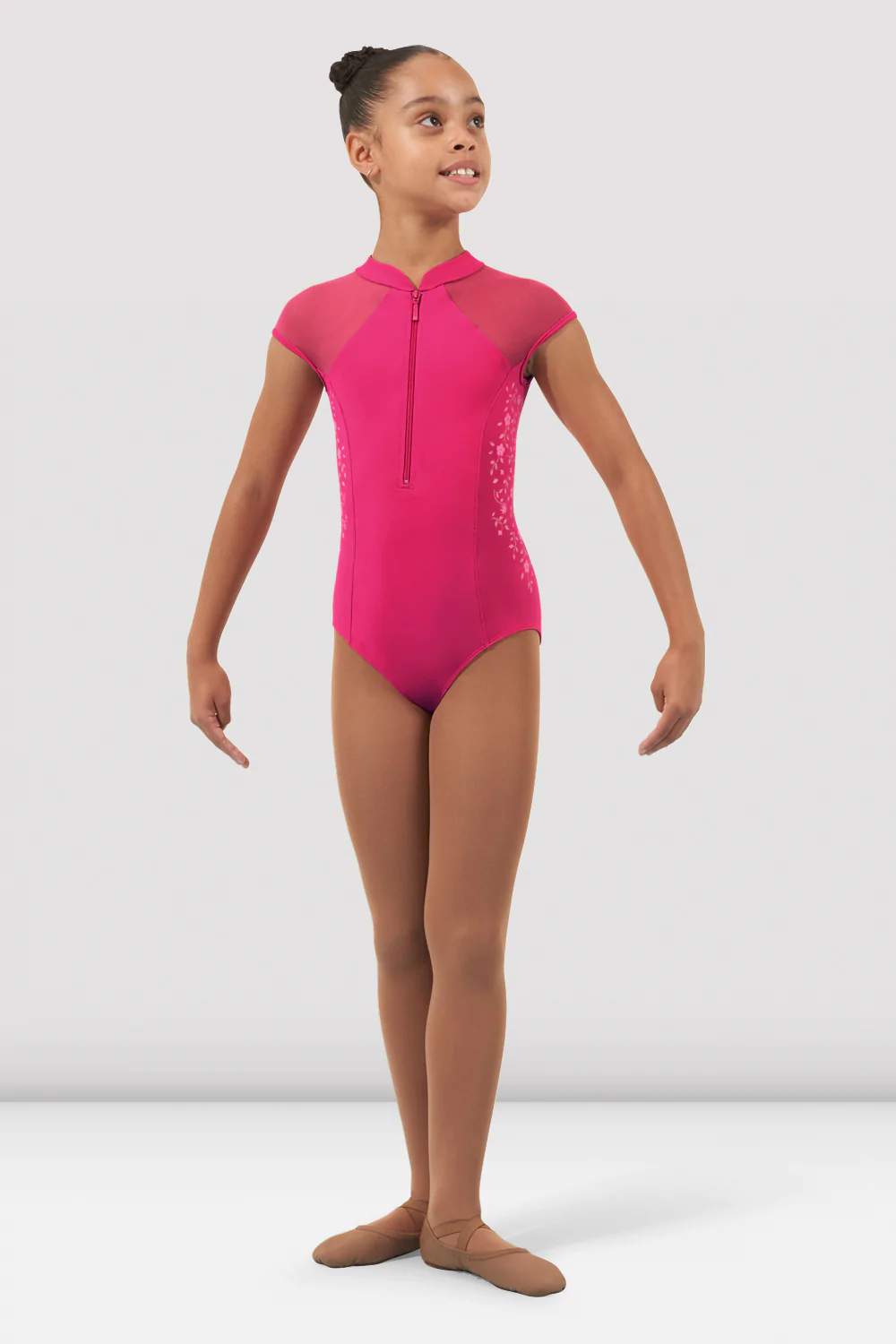 Vanessa Zipper Front Leotard - Hot Pink