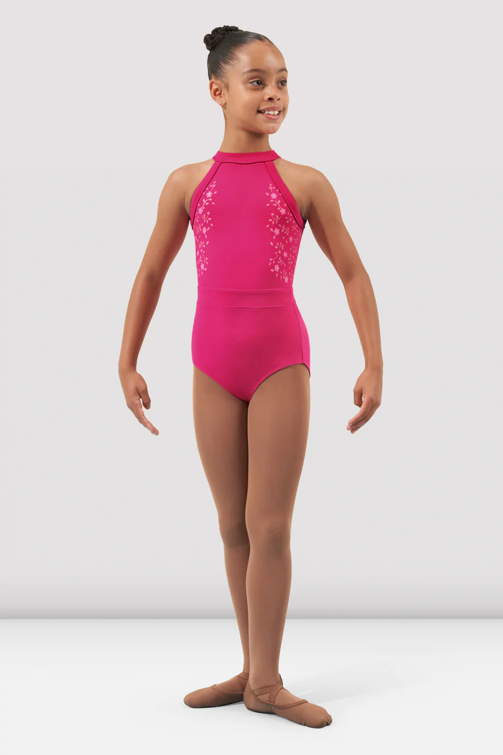 Arianna Open Back Halter Leotard - Hot Pink