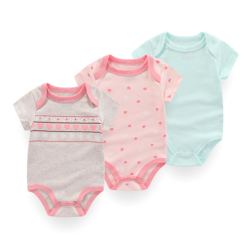 Miniatura: 3 PCS Fashion Summer Short Sleeve Cartoon Baby Boy Girl Bodysuit Cotton Newborn 