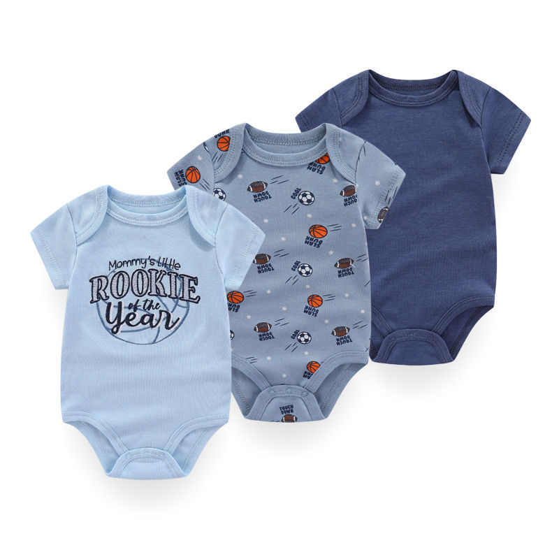 Miniatura: Kiddiezoom 3 Pcs/Lot Uniex Fashion Casual Cute Short Sleeve Baby Boy Girl Bodysu