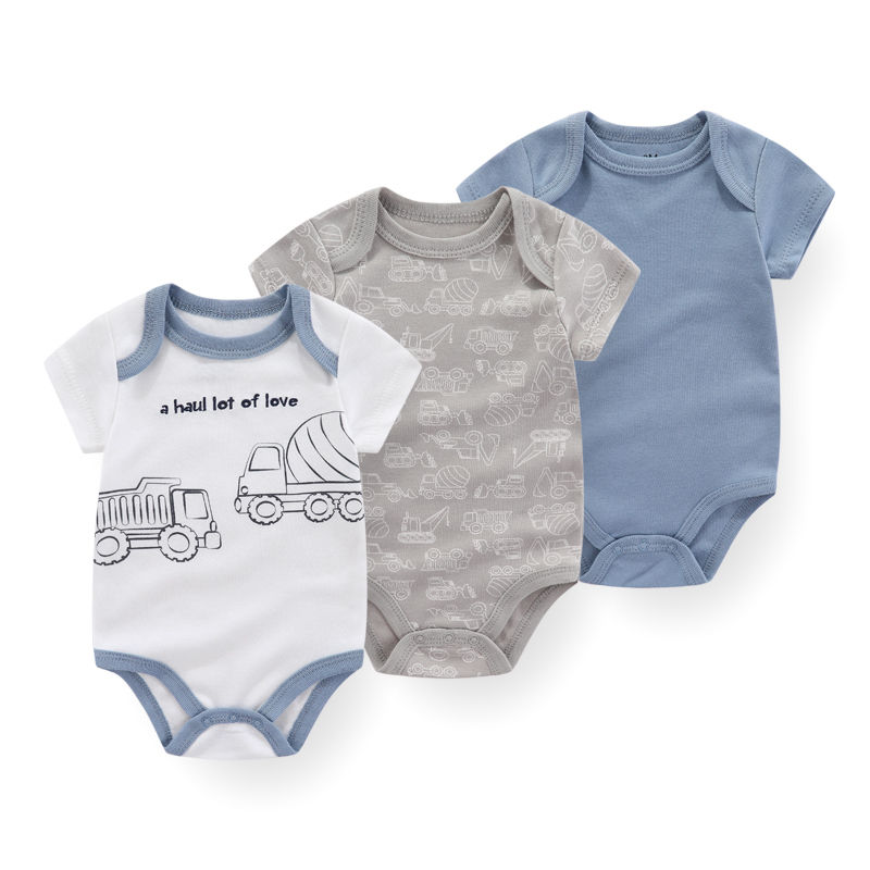 Miniatura: 3 PCS Fashion Summer Short Sleeve Cartoon Baby Boy Girl Bodysuit Cotton Newborn 