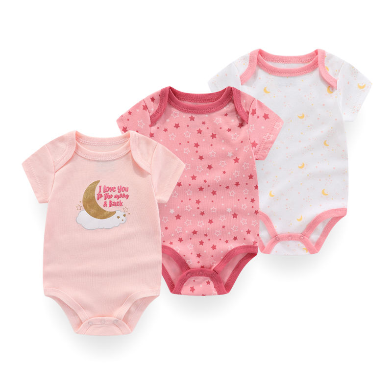 Miniatura: 3 PCS Fashion Summer Short Sleeve Cartoon Baby Boy Girl Bodysuit Cotton Newborn 