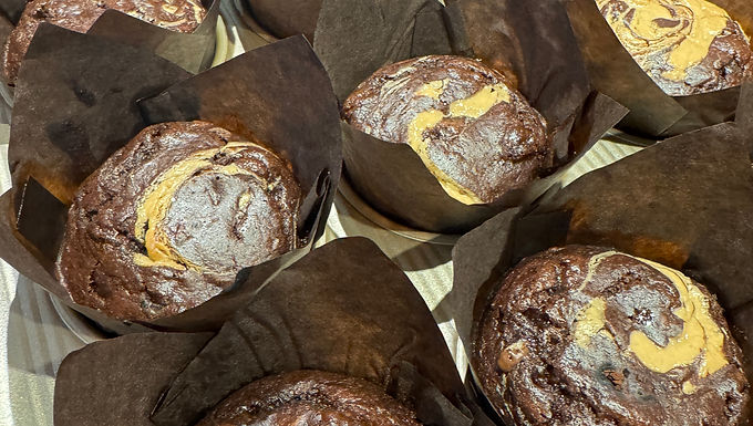 Double Chocolate Banana Peanut Butter Muffins