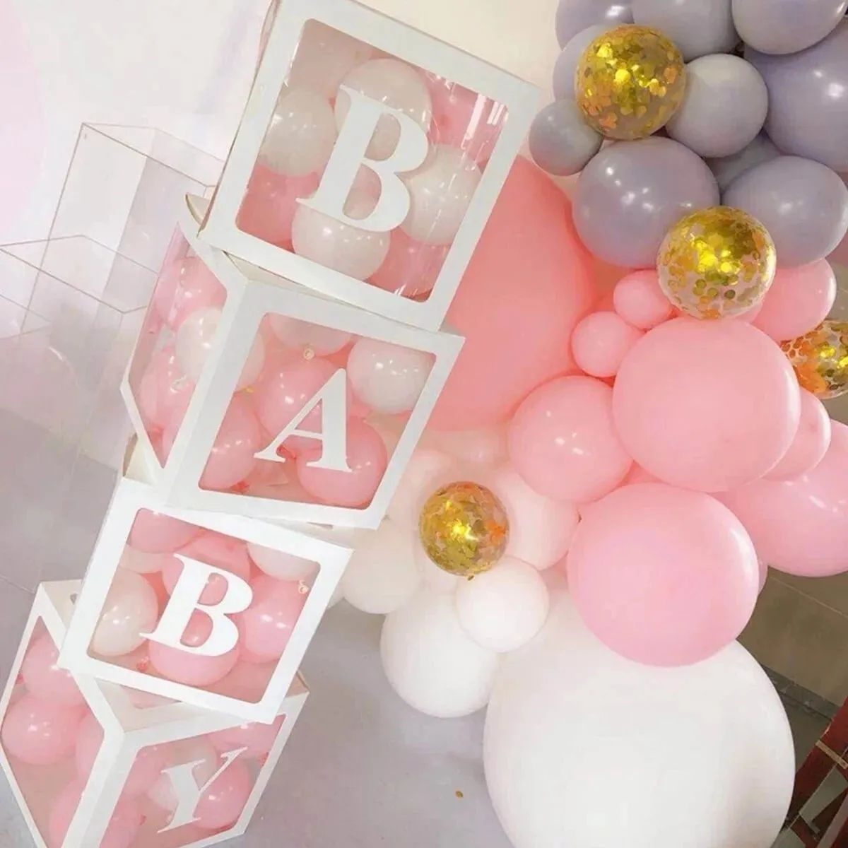 Transparent Baby Shower Box Boy Girl Birthday Decor 1st One First Birthday Weddi