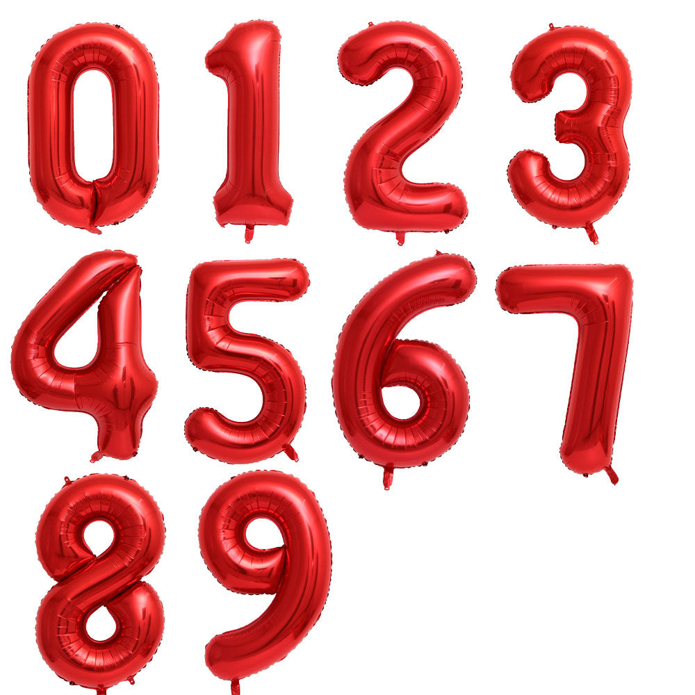 Red Number Slim 40-inch US Birthday Party Holiday Decoration Floating Balloon