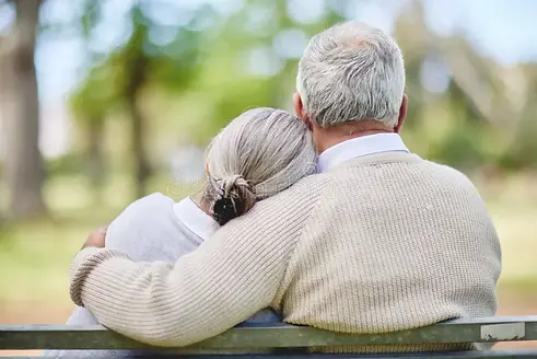 back-view-old-couple-hug-park-love-view-nature-retirement-together-peace-elderly-man-woman
