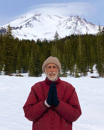 Peter Mt. Shasta in prayer on Mount Shasta, California