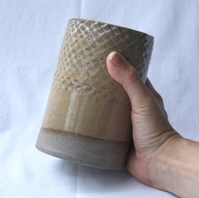 Patterned Utensil Pot Yellow