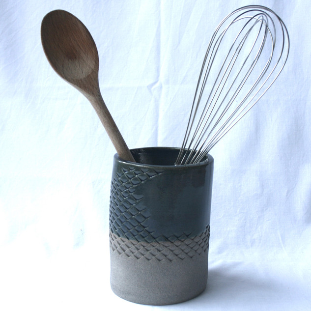 Patterned Utensil Pot Grey