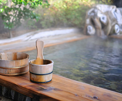 Outdoor hot spring soaking pool