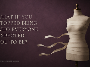 Dress form wrapped in loosening bands, symbolizing freedom from other people’s expectations.