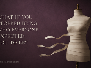 Dress form wrapped in loosening bands, symbolizing freedom from other people’s expectations.