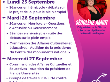 Agenda public du 25 au 30 Septembre 2023
