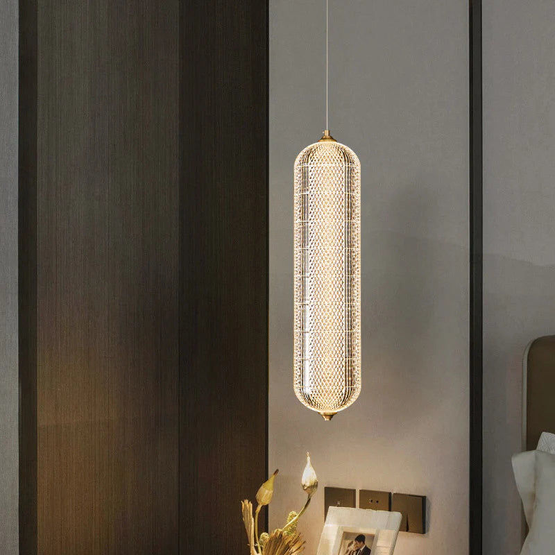 Aurora Capsule Pendant – Luxe Crystal Mesh Light