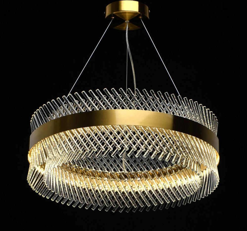 Modern 800MM LED Chandelier with Crystal Ring Design – Warm White Light