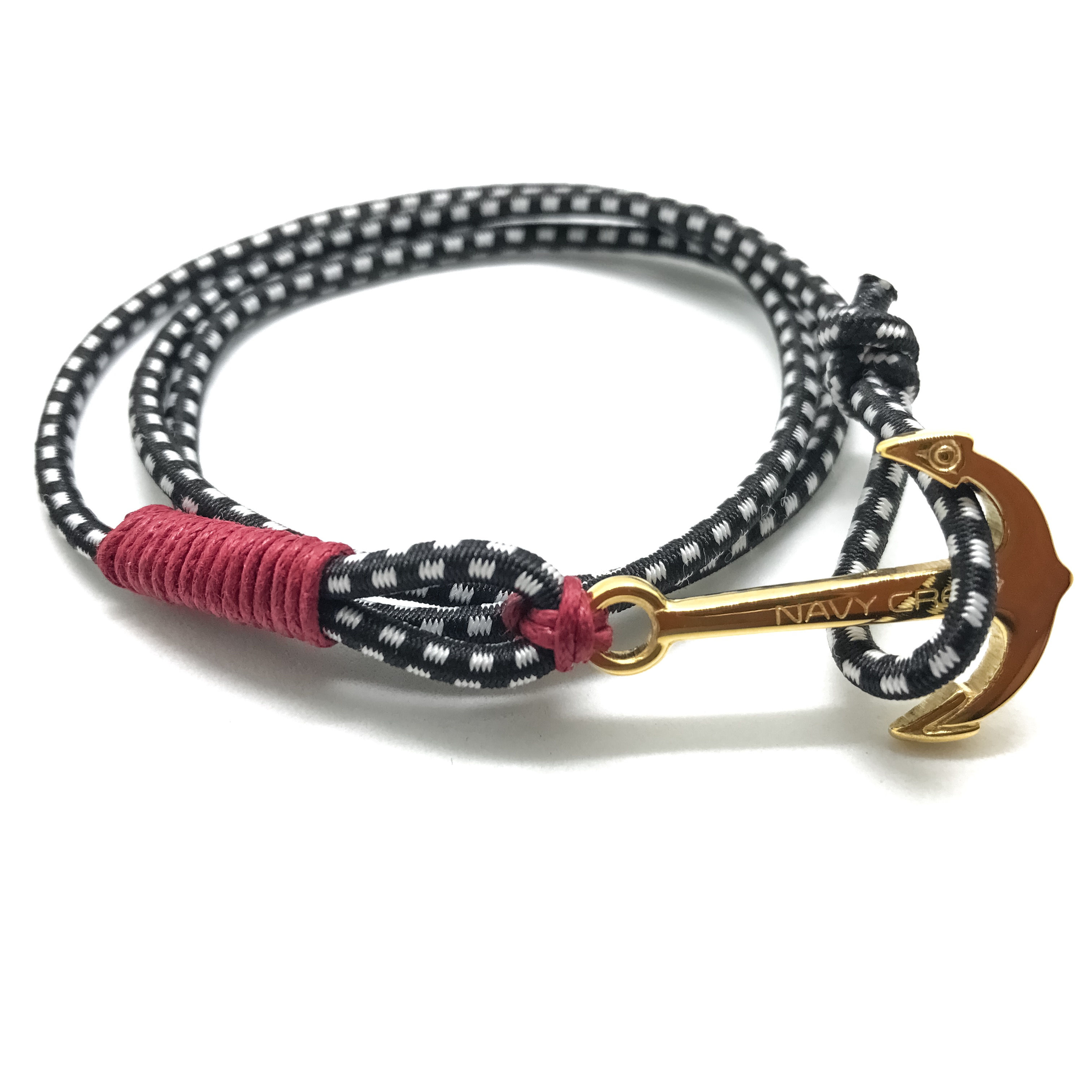 Pulsera en cordón engomado multivueltas con ancla