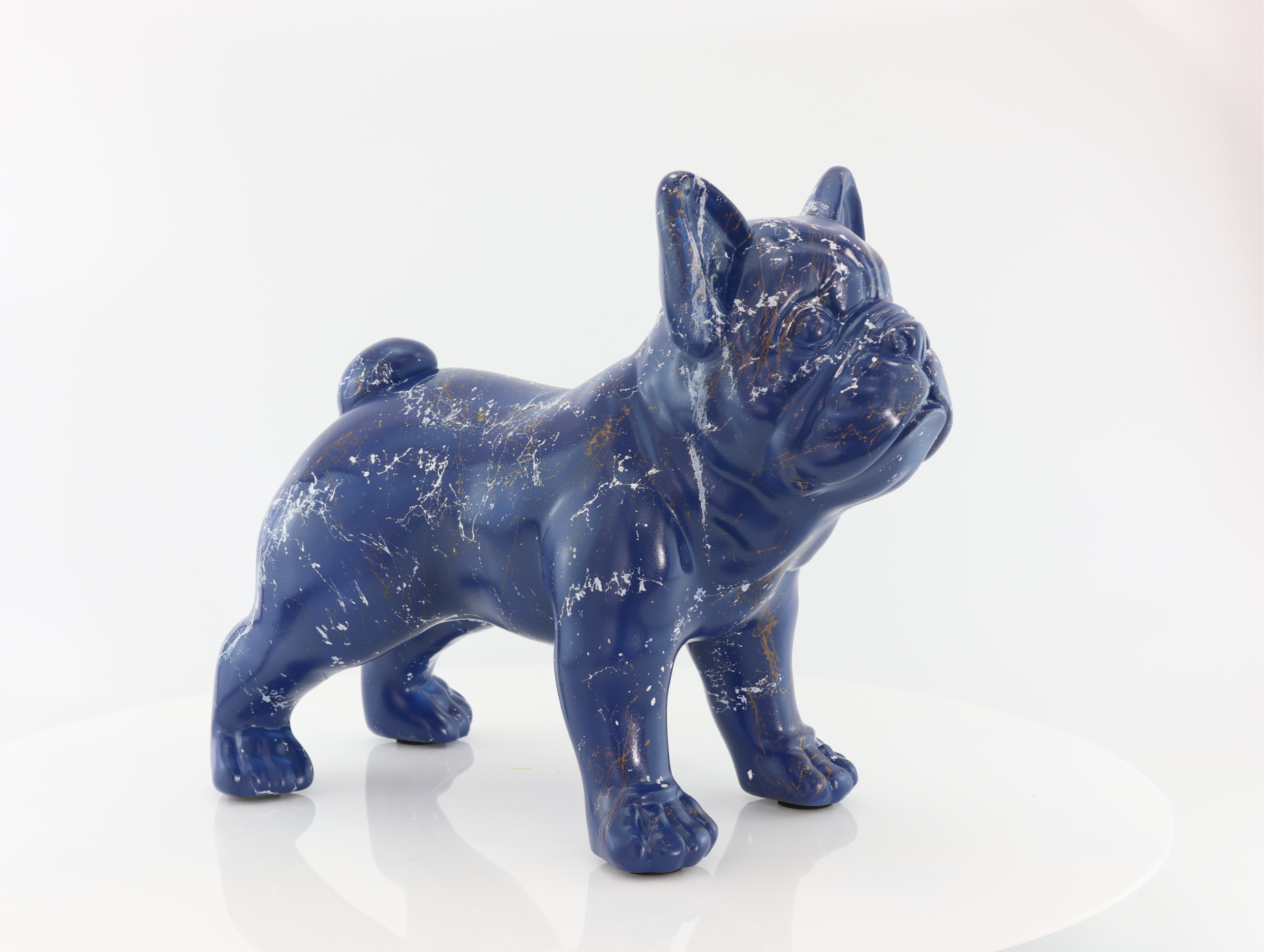 Navy Blue Marble Standing Bulldog