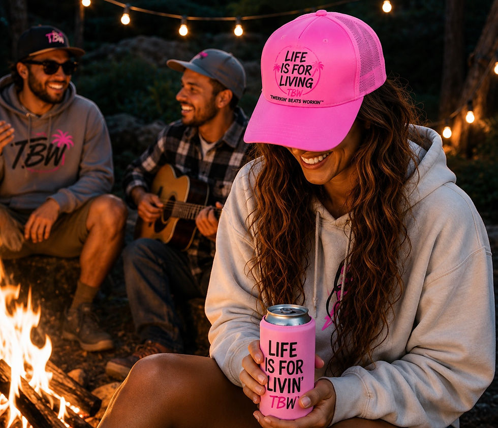 Thumbnail: Life Is For Living Trucker Hat – Twerkin’ Beats Workin’™