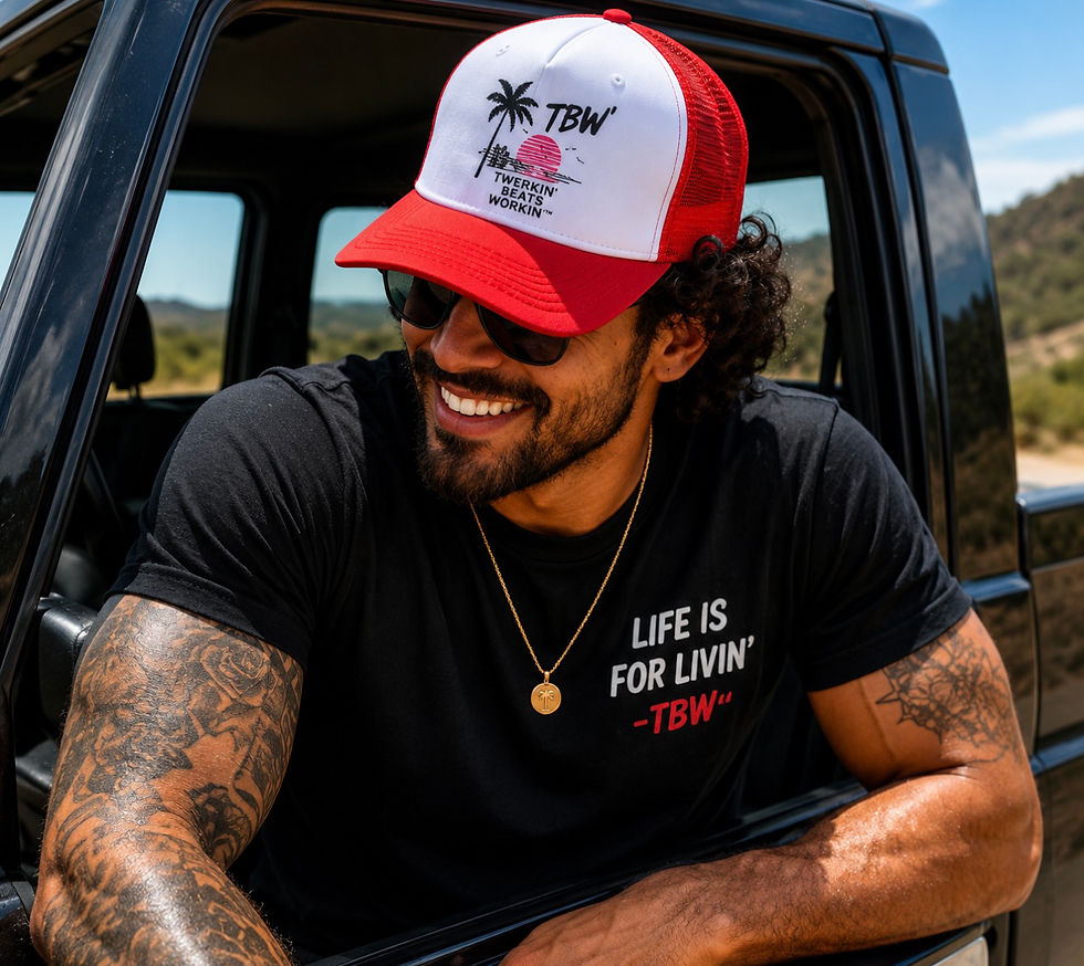 Thumbnail: Sunset Escape Trucker Hat – Twerkin’ Beats Workin’™