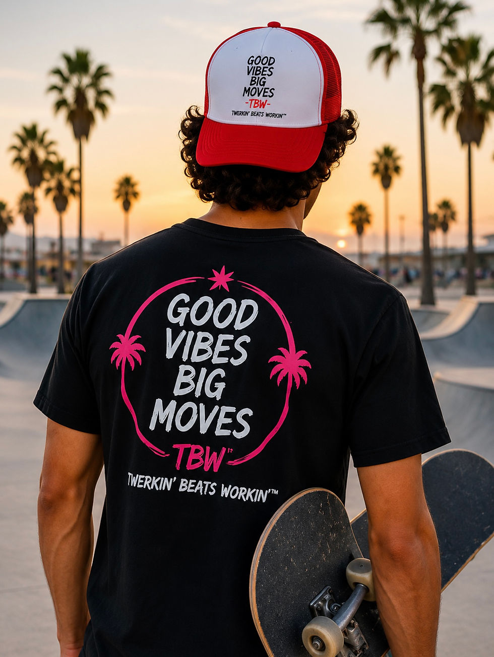 Thumbnail: Good Vibes Big Moves Trucker Hat – Twerkin’ Beats Workin’™