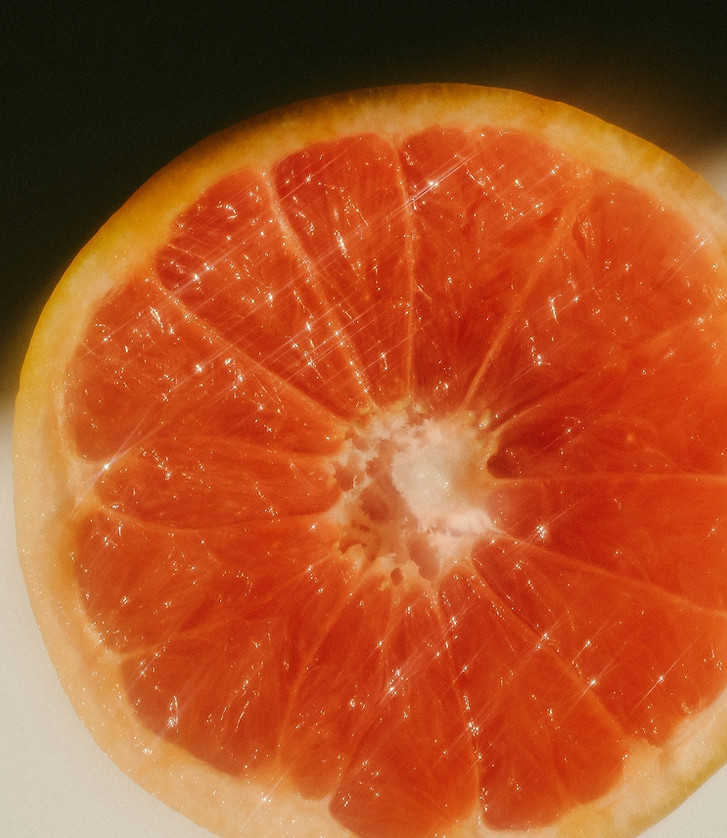 A close up of a blood orange