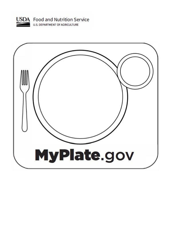 MyPlate Coloring Sheet Without Food Groups