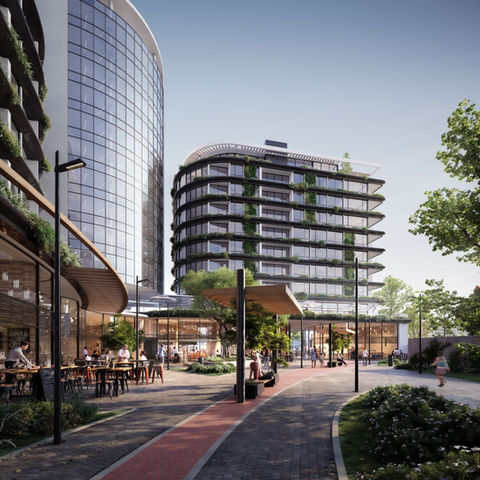 3d rendering of architecture on Summer at Sunset 