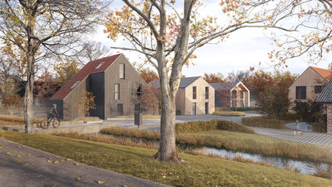 3d rendering services in netherlands - residences in the suburbs of rotterdam, with an autumnal mood