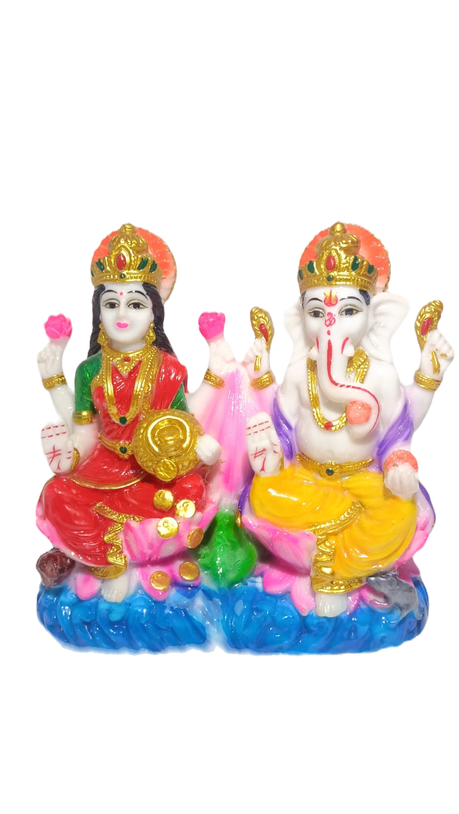 Lakshmi Ganesha Statue, Worship Idol, 13 cm tall, 600 gm weight